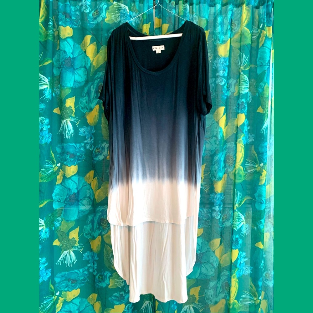 Ava & Viv Dip Dye Indigo High-Low Hem Tunic